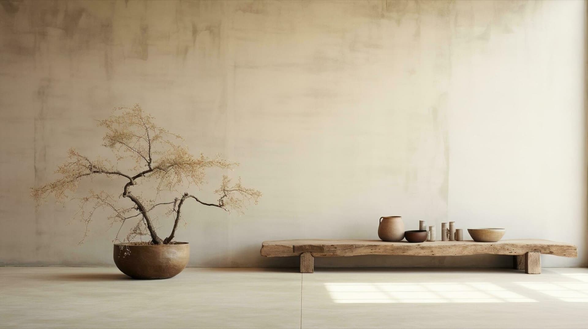Composición interior minimalista con materiales naturales — servicios inmobiliarios integrales de Coco House en Madrid